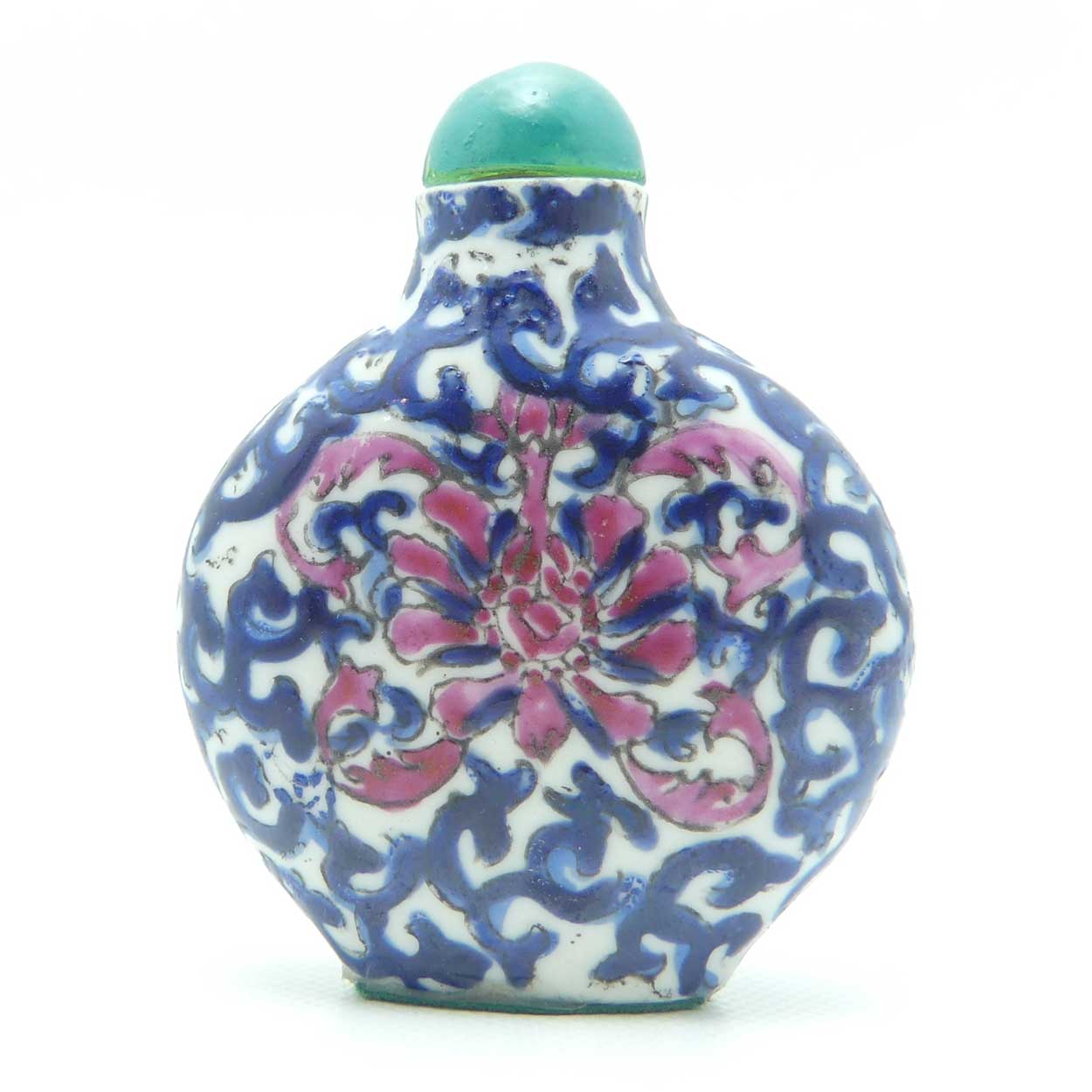 Vintage Porcelain Snuff Bottle | Blue Floral