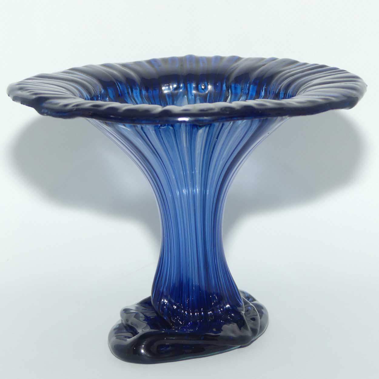 Peter Crisp Art Glass Blue Flower vase | signed Crisp