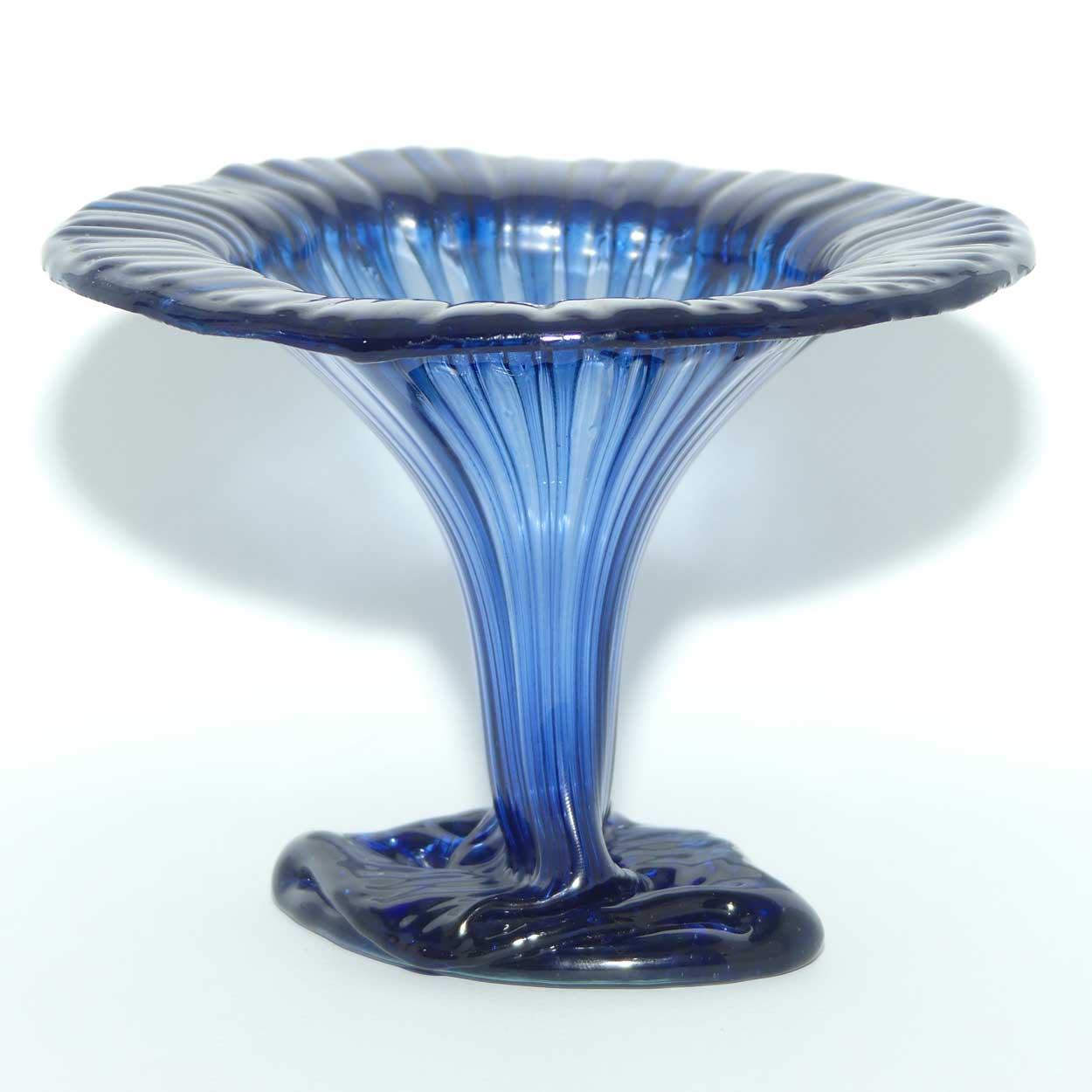 Peter Crisp Art Glass Blue Flower vase | signed Crisp