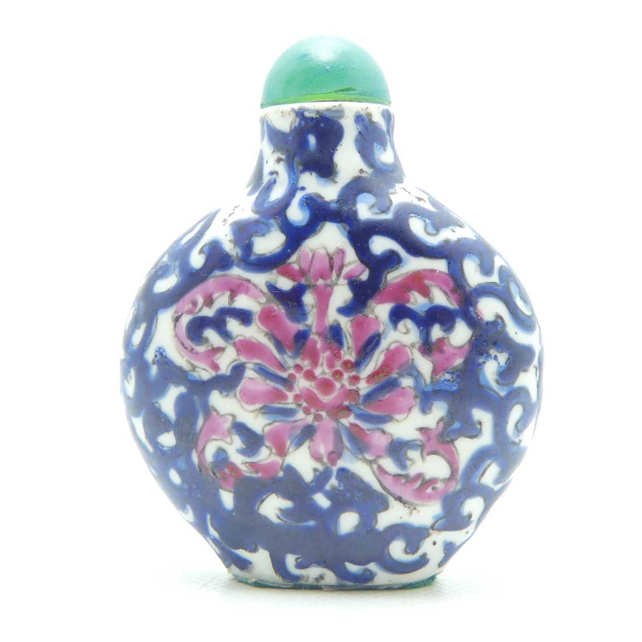 Vintage Porcelain Snuff Bottle | Blue Floral