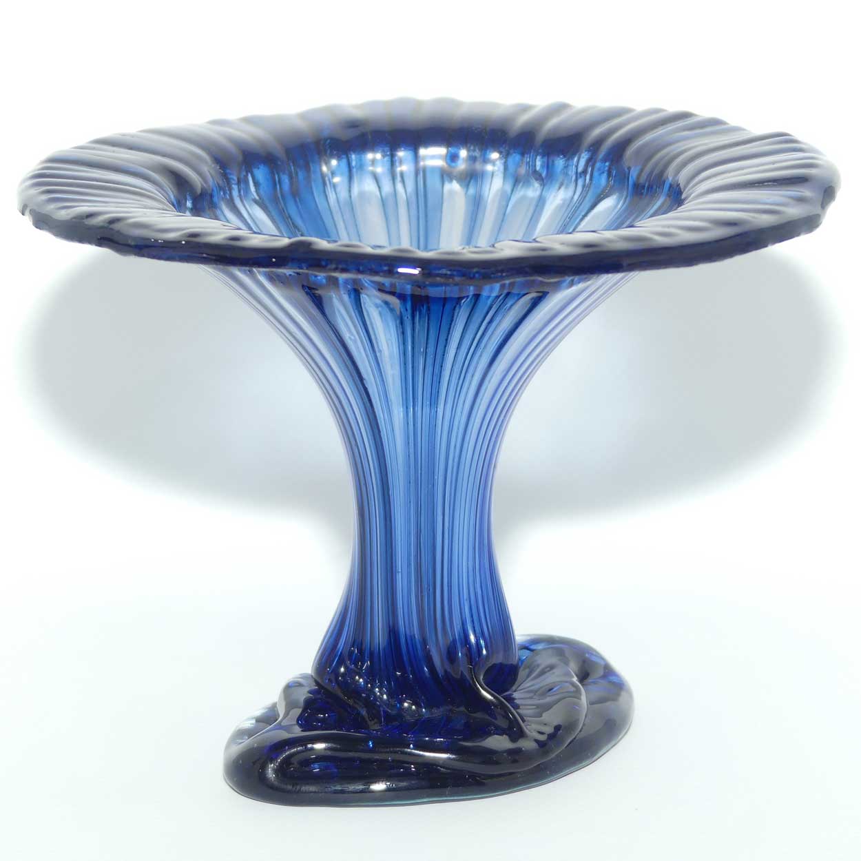 Peter Crisp Art Glass Blue Flower vase | signed Crisp