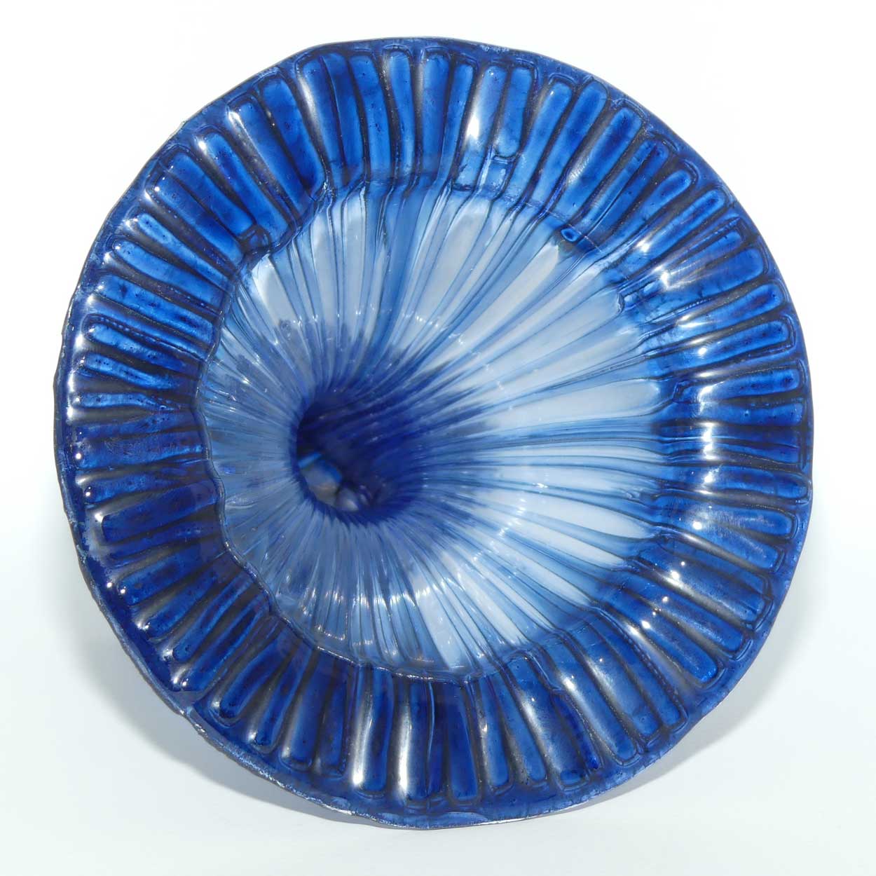 Peter Crisp Art Glass Blue Flower vase | signed Crisp