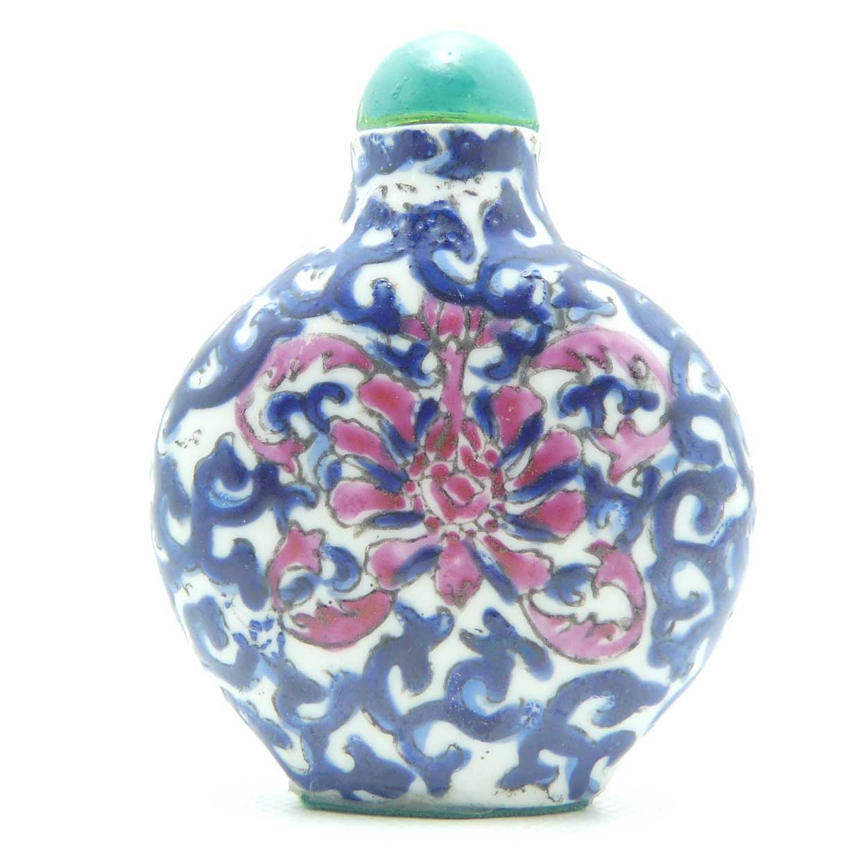 Vintage Porcelain Snuff Bottle | Blue Floral