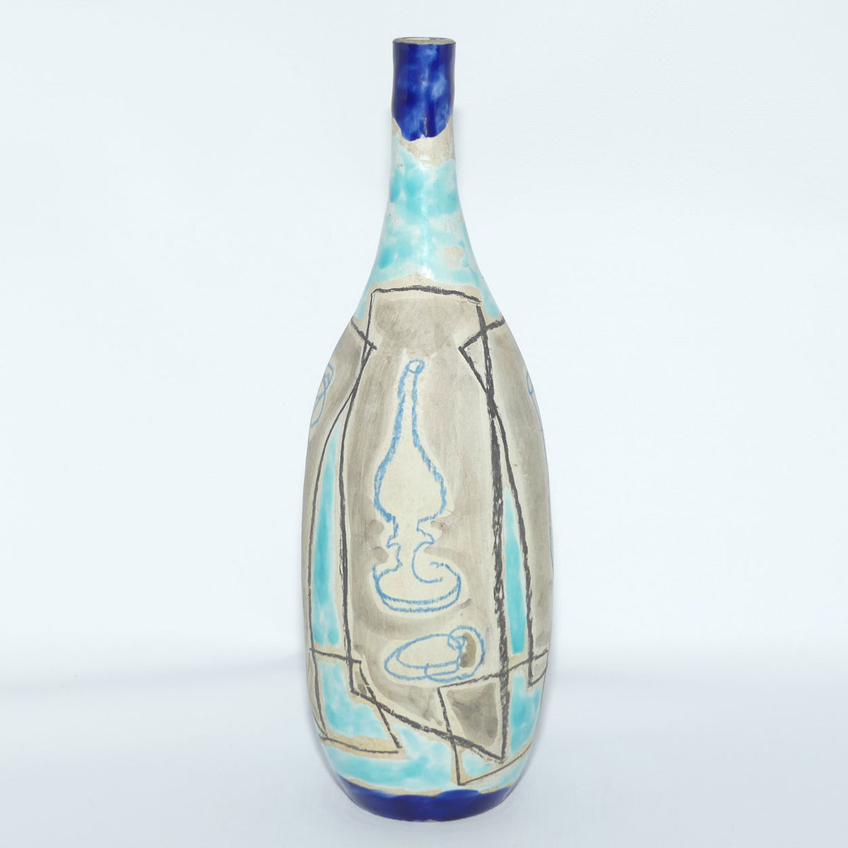 Marcello Fantoni Italy Vase or Lamp Base | Blue Abstract design | Mid Century Design