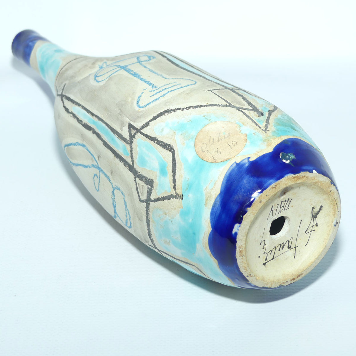 Marcello Fantoni Italy Vase or Lamp Base | Blue Abstract design | Mid Century Design