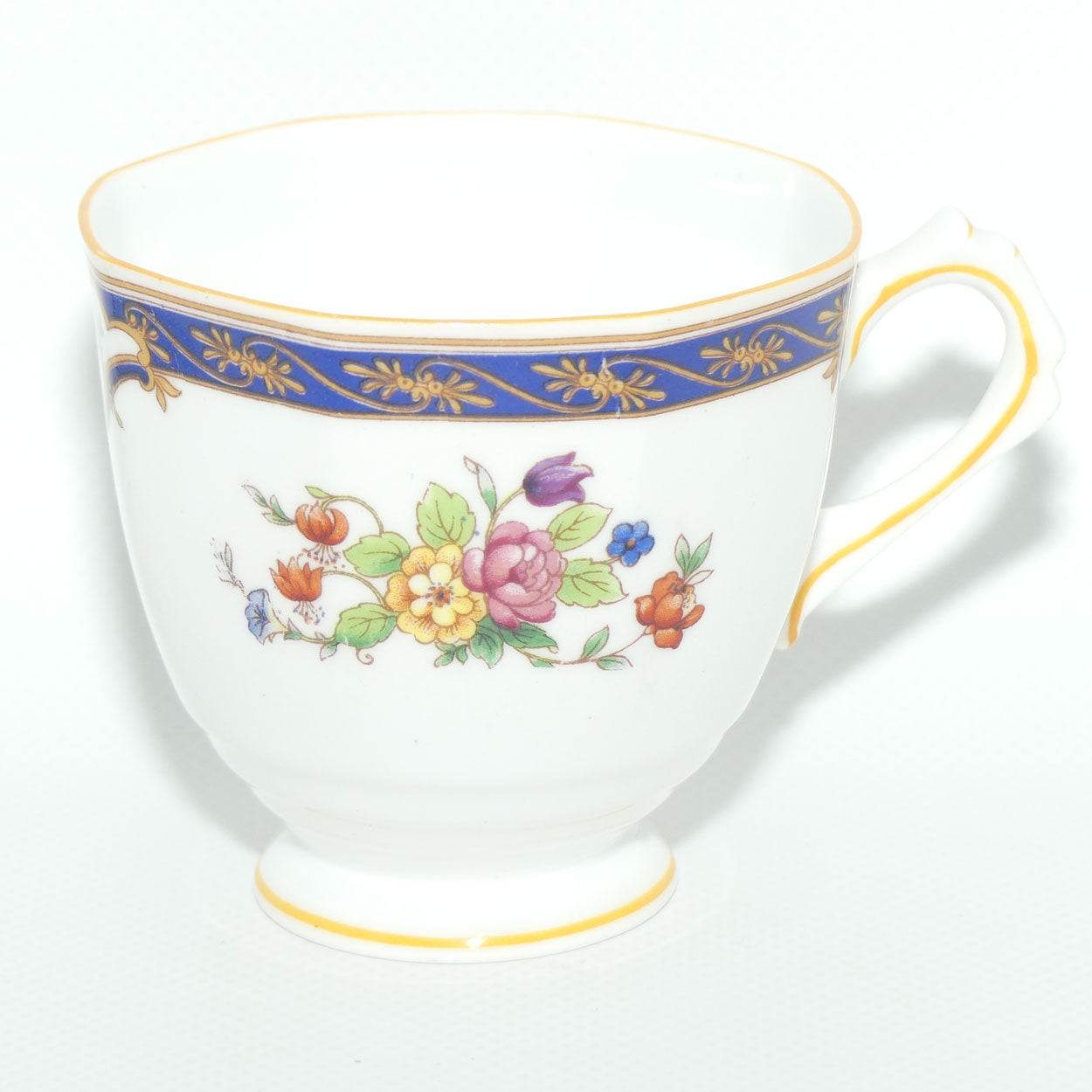 Tuscan Bone China fine tea trio | Blue Border and Floral pattern