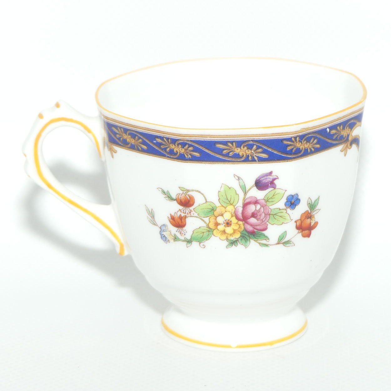 Tuscan Bone China fine tea trio | Blue Border and Floral pattern