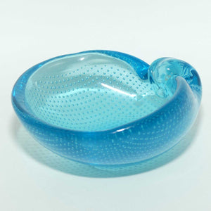 Murano Glass bowl | Turquoise Blue with controlled bubble effect | Shell Dish