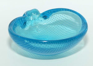 Murano Glass bowl | Turquoise Blue with controlled bubble effect | Shell Dish