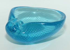 Murano Glass bowl | Turquoise Blue with controlled bubble effect | Shell Dish