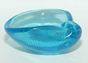 Murano Glass bowl | Turquoise Blue with controlled bubble effect | Shell Dish