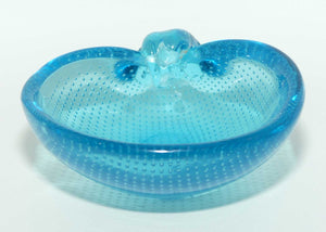 Murano Glass bowl | Turquoise Blue with controlled bubble effect | Shell Dish