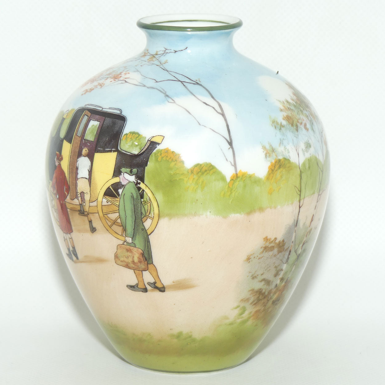 Royal Doulton Coaching Days bulbous vase | rare Blue Sky variation