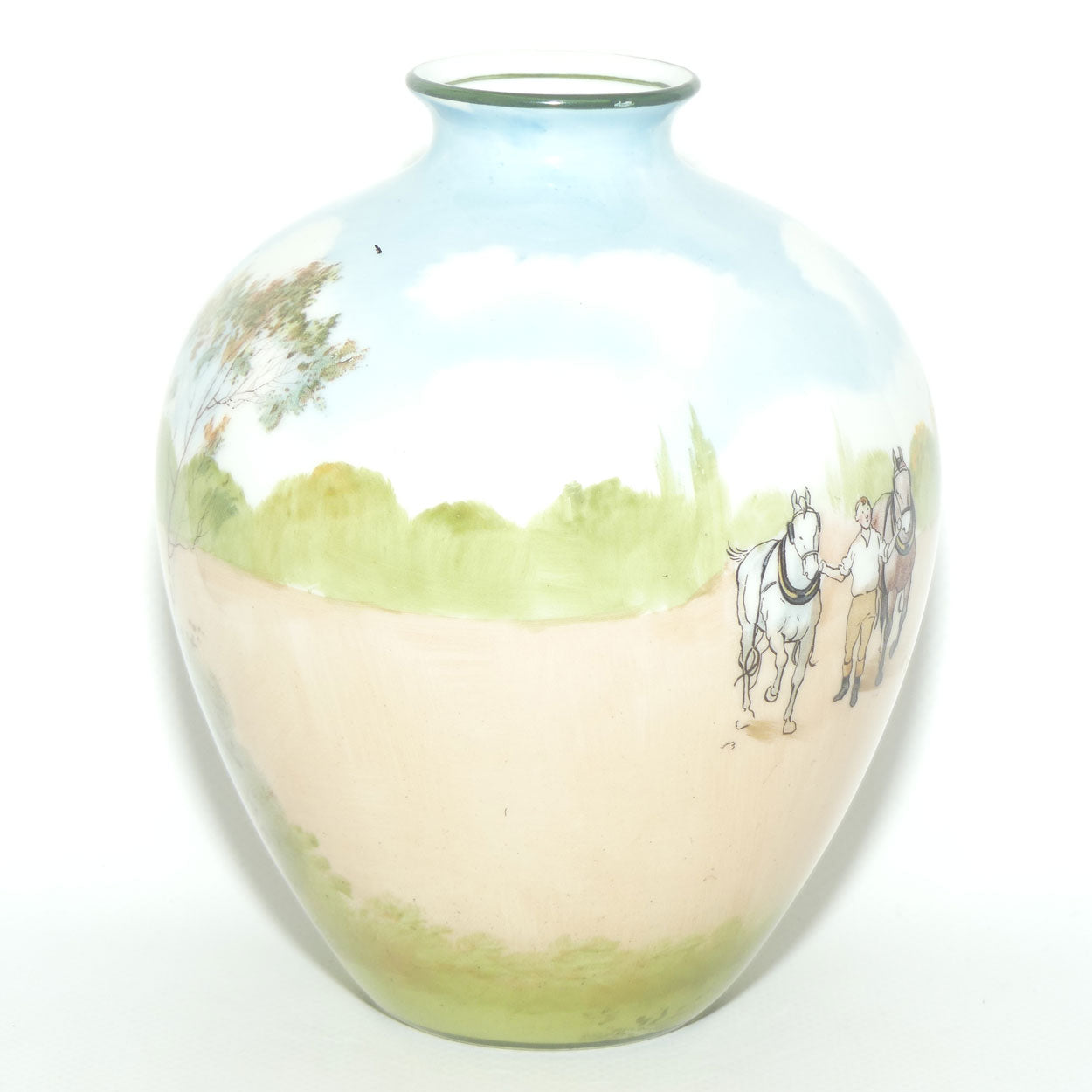 Royal Doulton Coaching Days bulbous vase | rare Blue Sky variation