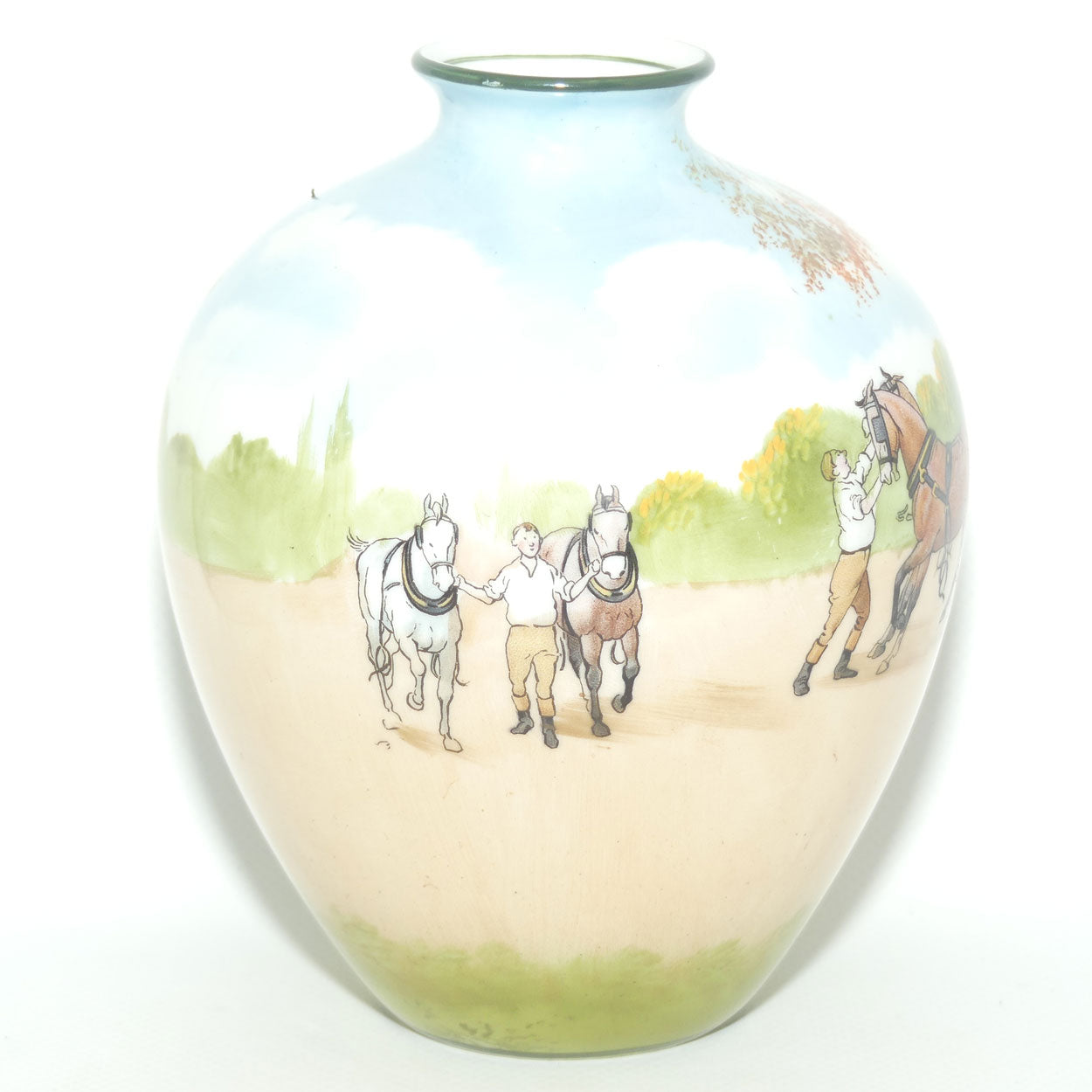 Royal Doulton Coaching Days bulbous vase | rare Blue Sky variation