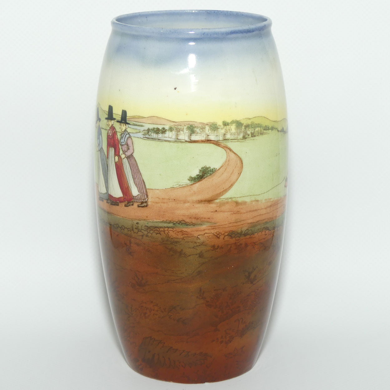 Royal Doulton Welsh cylinder vase with blue trim E3784 | 18cm | Bone China body