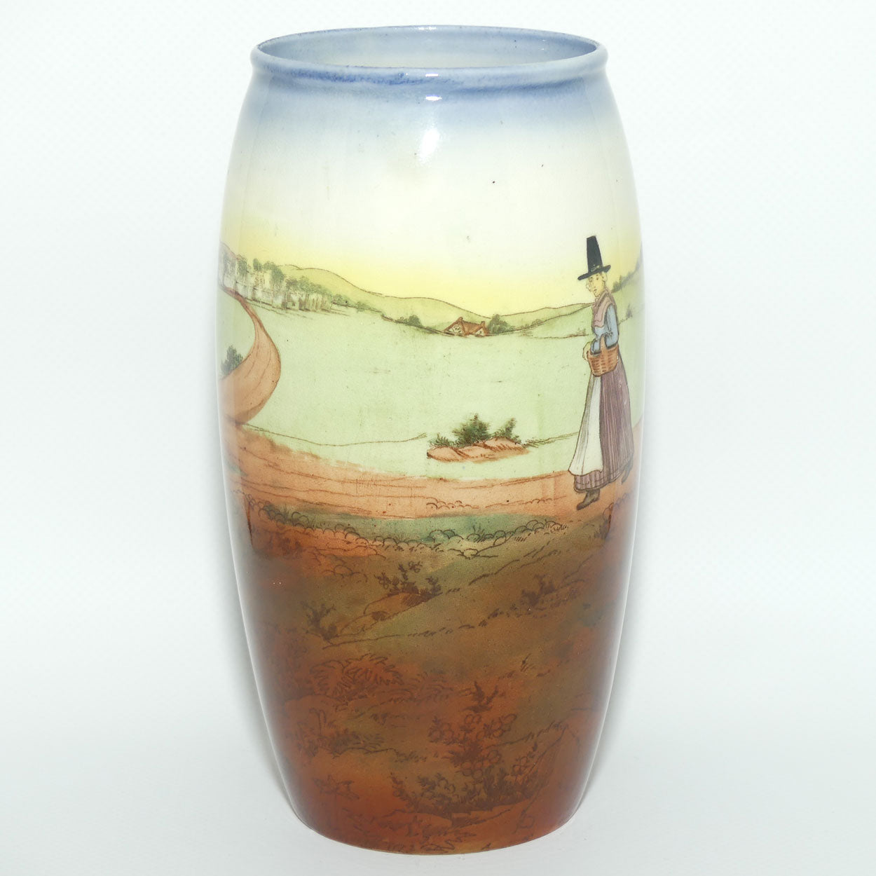 Royal Doulton Welsh cylinder vase with blue trim E3784 | 18cm | Bone China body