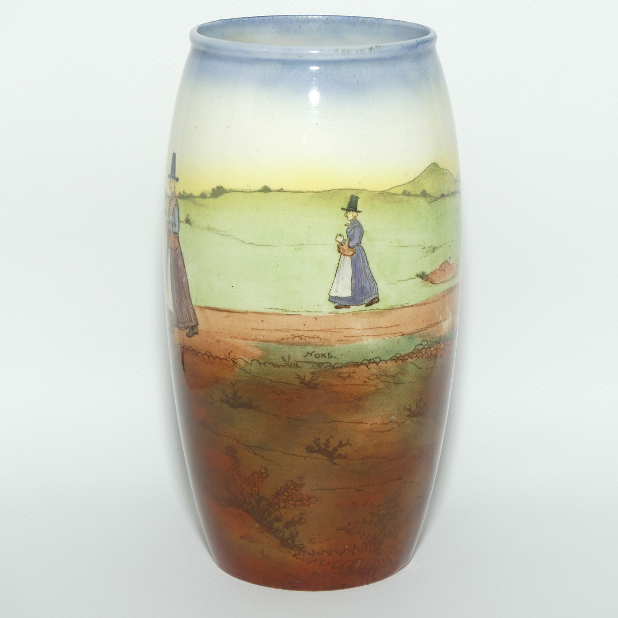 Royal Doulton Welsh cylinder vase with blue trim E3784 | 18cm | Bone China body