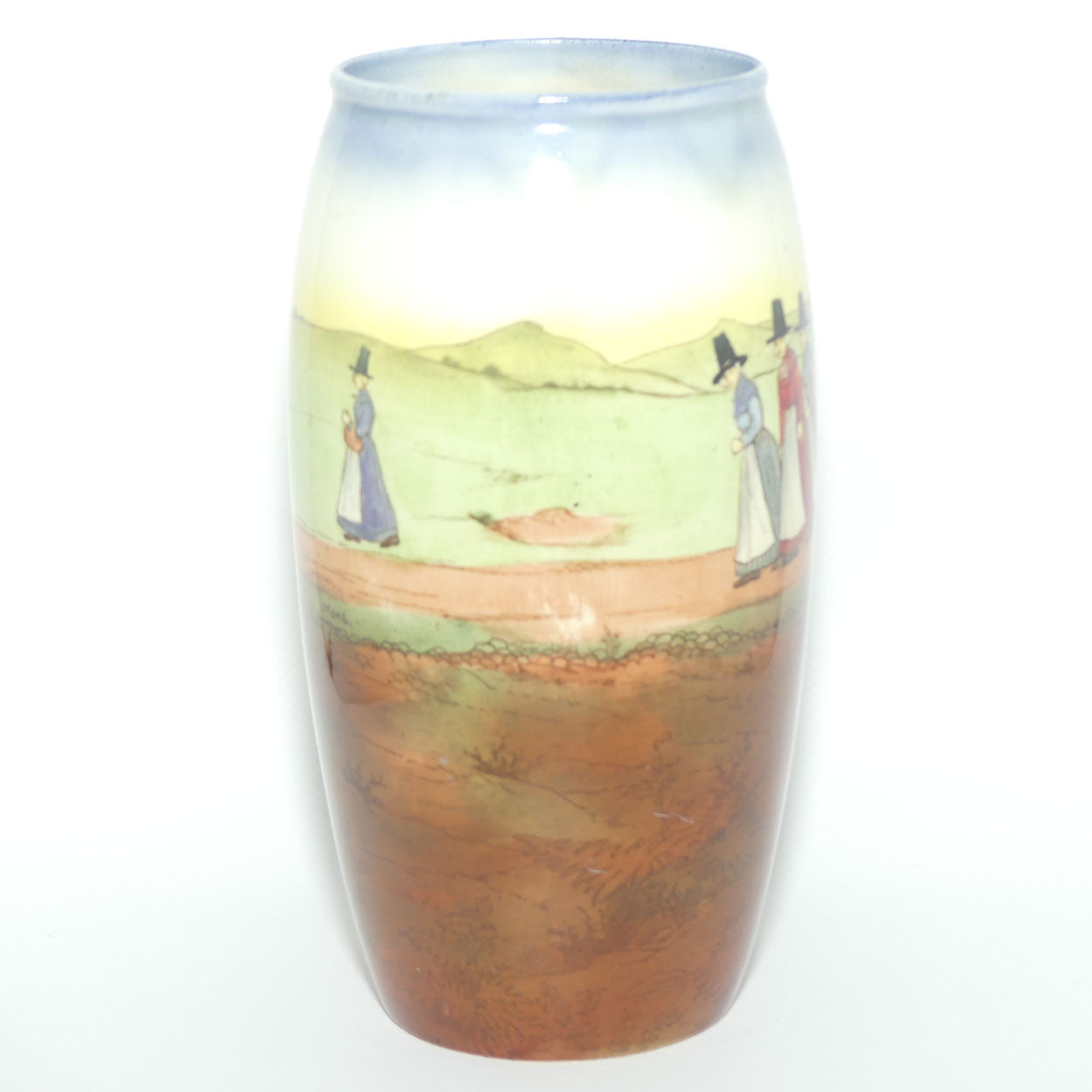 Royal Doulton Welsh cylinder vase with blue trim E3784 | 18cm | Bone China body