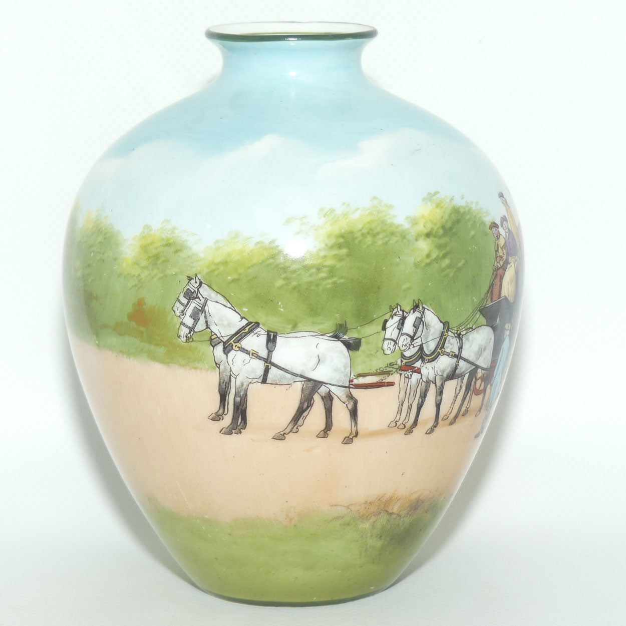 Royal Doulton Coaching Days bulbous vase | rare Blue Sky variation #1