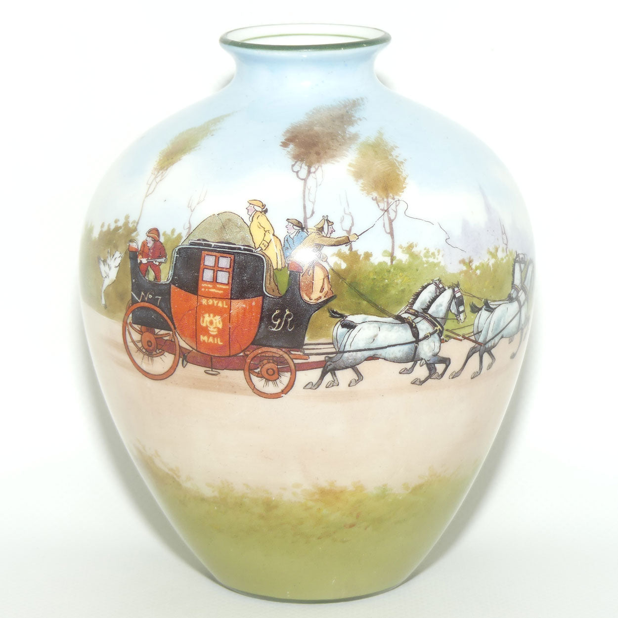 Royal Doulton Coaching Days bulbous vase | rare Blue Sky variation #2
