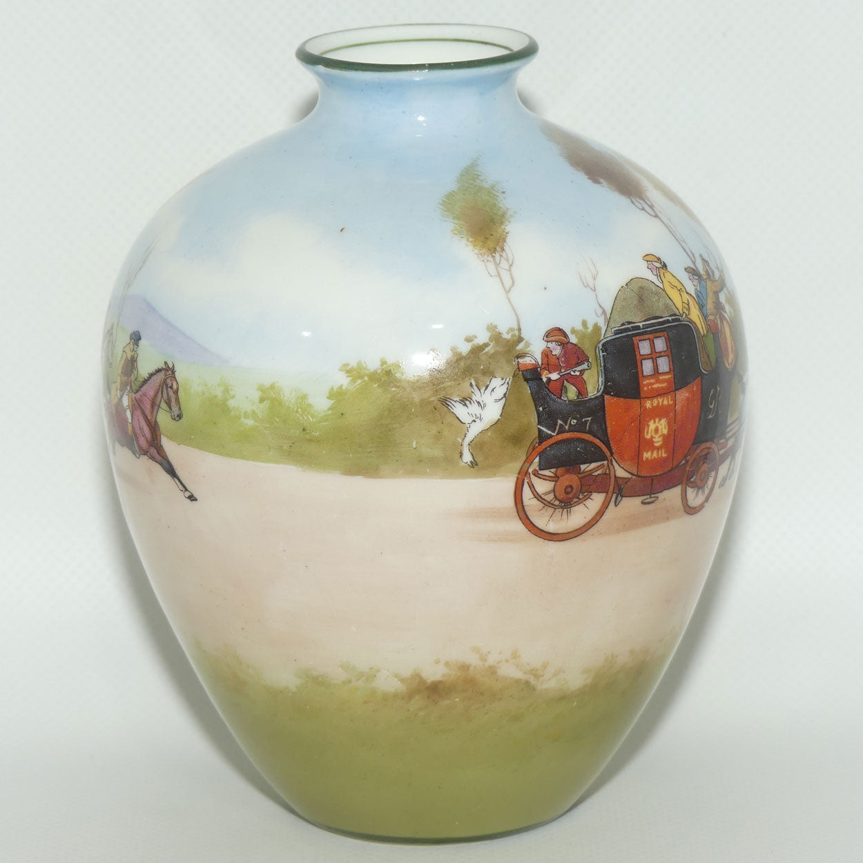 Royal Doulton Coaching Days bulbous vase | rare Blue Sky variation #2