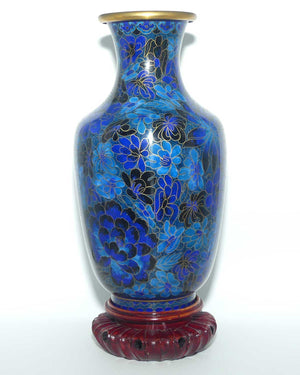 Mid Century Cloisonne Vase on stand | Large | Blue