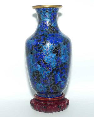 Mid Century Cloisonne Vase on stand | Large | Blue