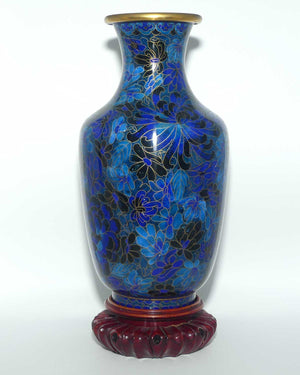 Mid Century Cloisonne Vase on stand | Large | Blue