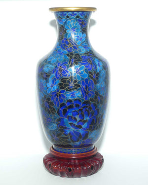 Mid Century Cloisonne Vase on stand | Large | Blue