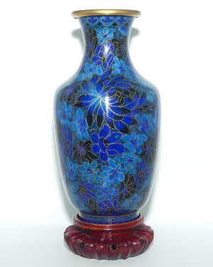 Mid Century Cloisonne Vase on stand | Large | Blue