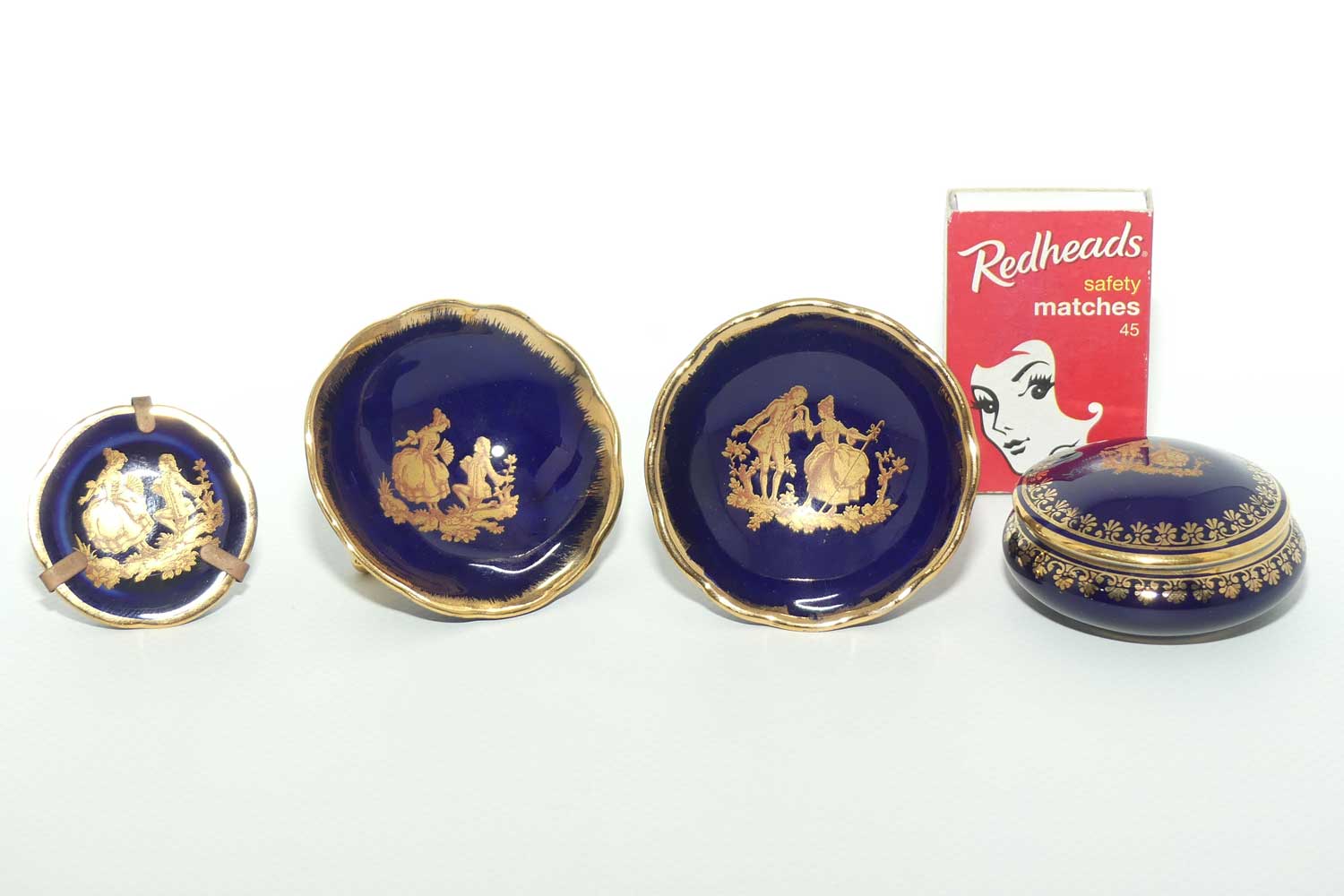 Limoges France miniature collection | 4 items | Blue and Gold