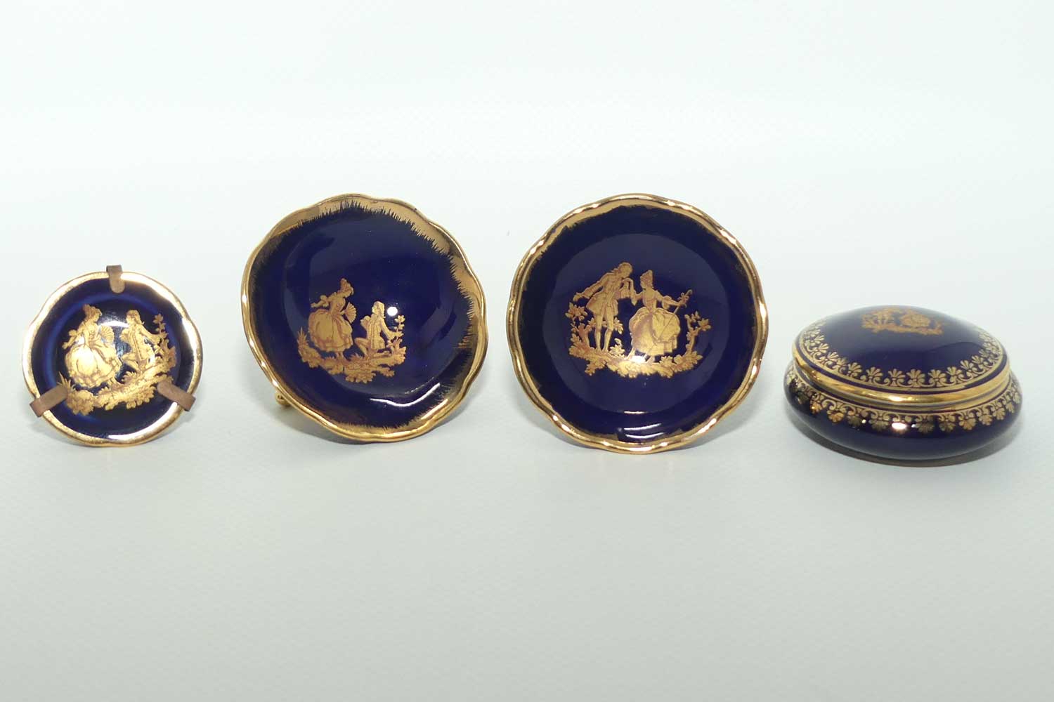 Limoges France miniature collection | 4 items | Blue and Gold