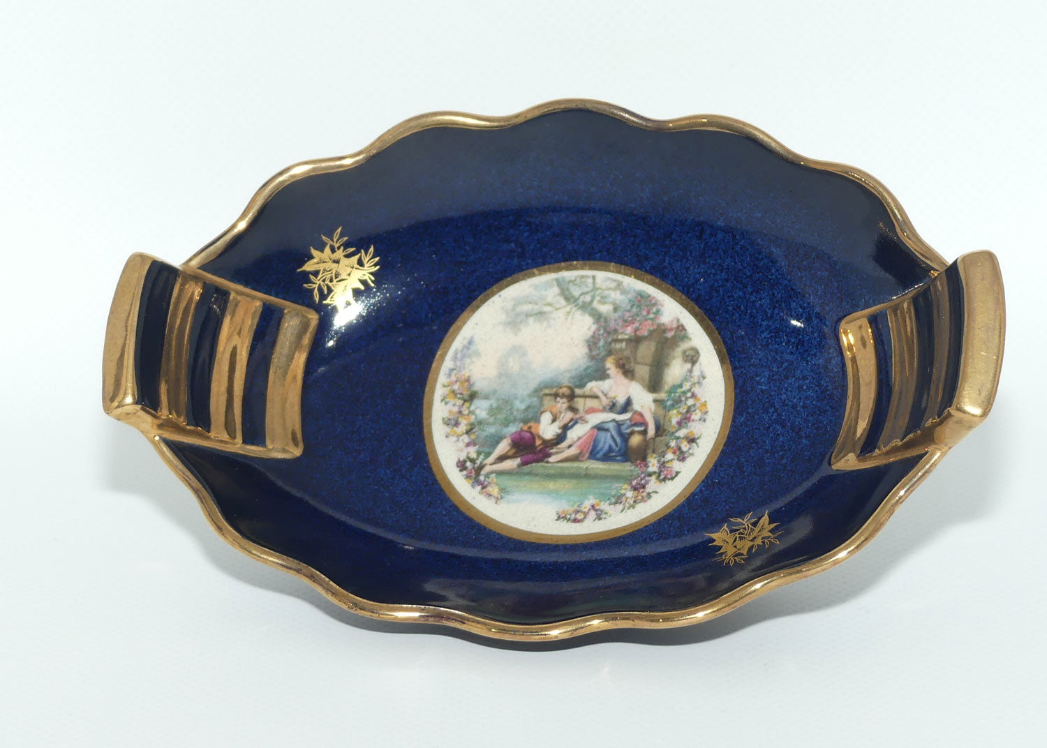 Carlton Ware Blue and Gilt Courting Couple tray