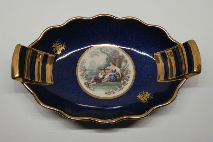 Carlton Ware Blue and Gilt Courting Couple tray