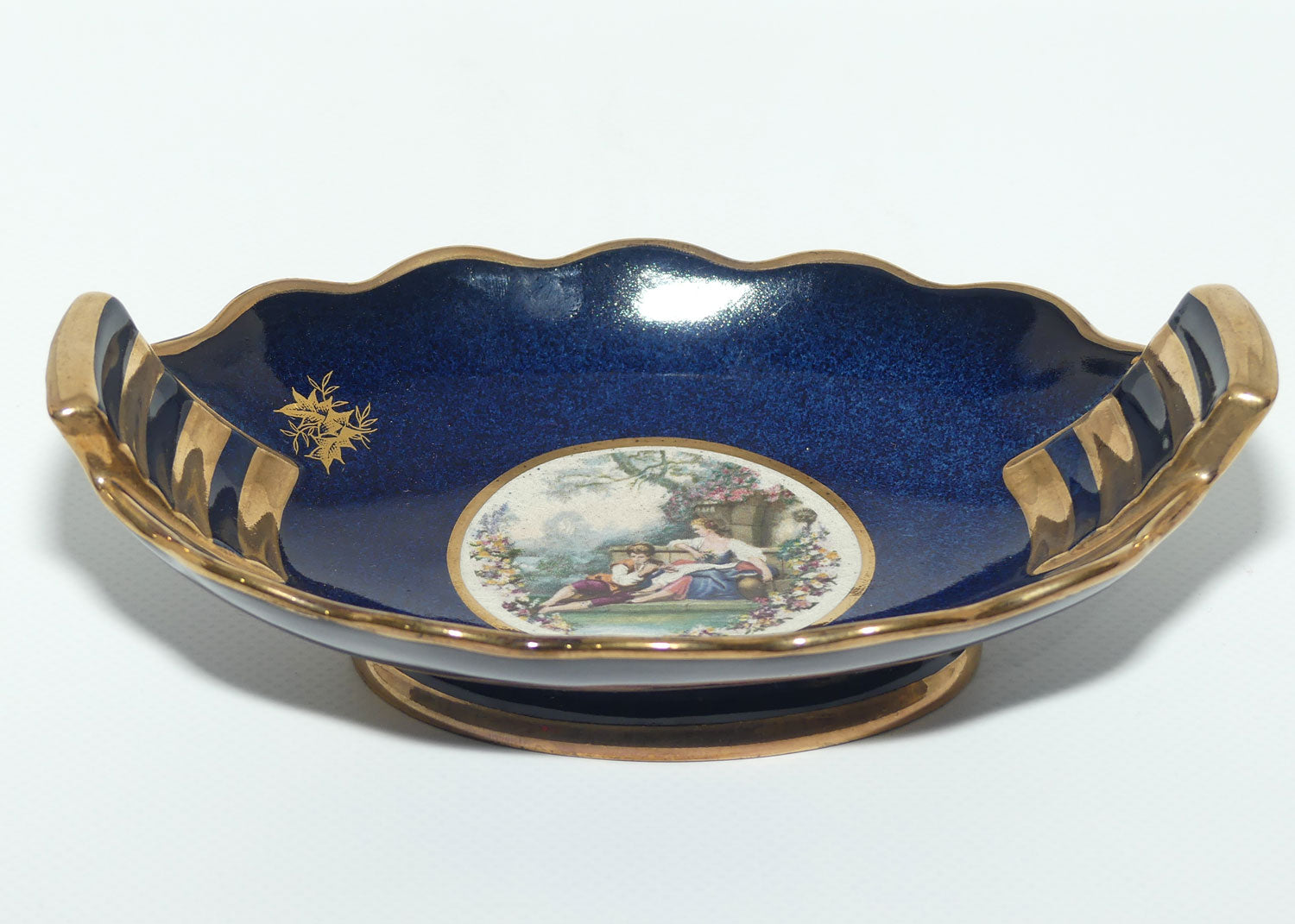 Carlton Ware Blue and Gilt Courting Couple tray