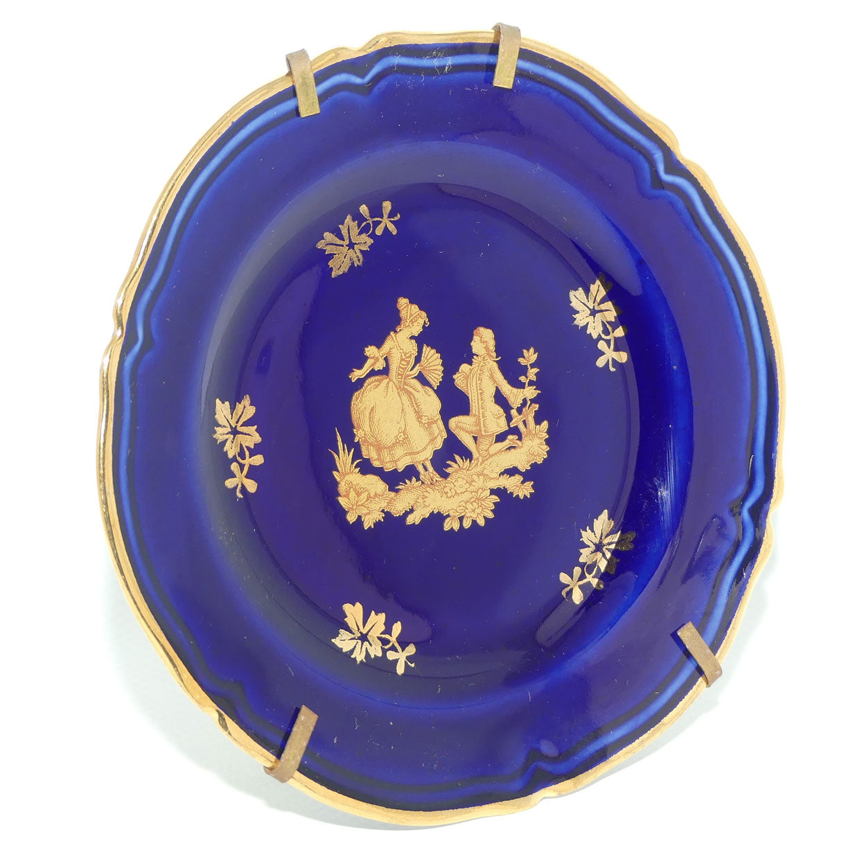 Limoges France Blue and Gilt Traditional Courting Scene plate | 11cm wide