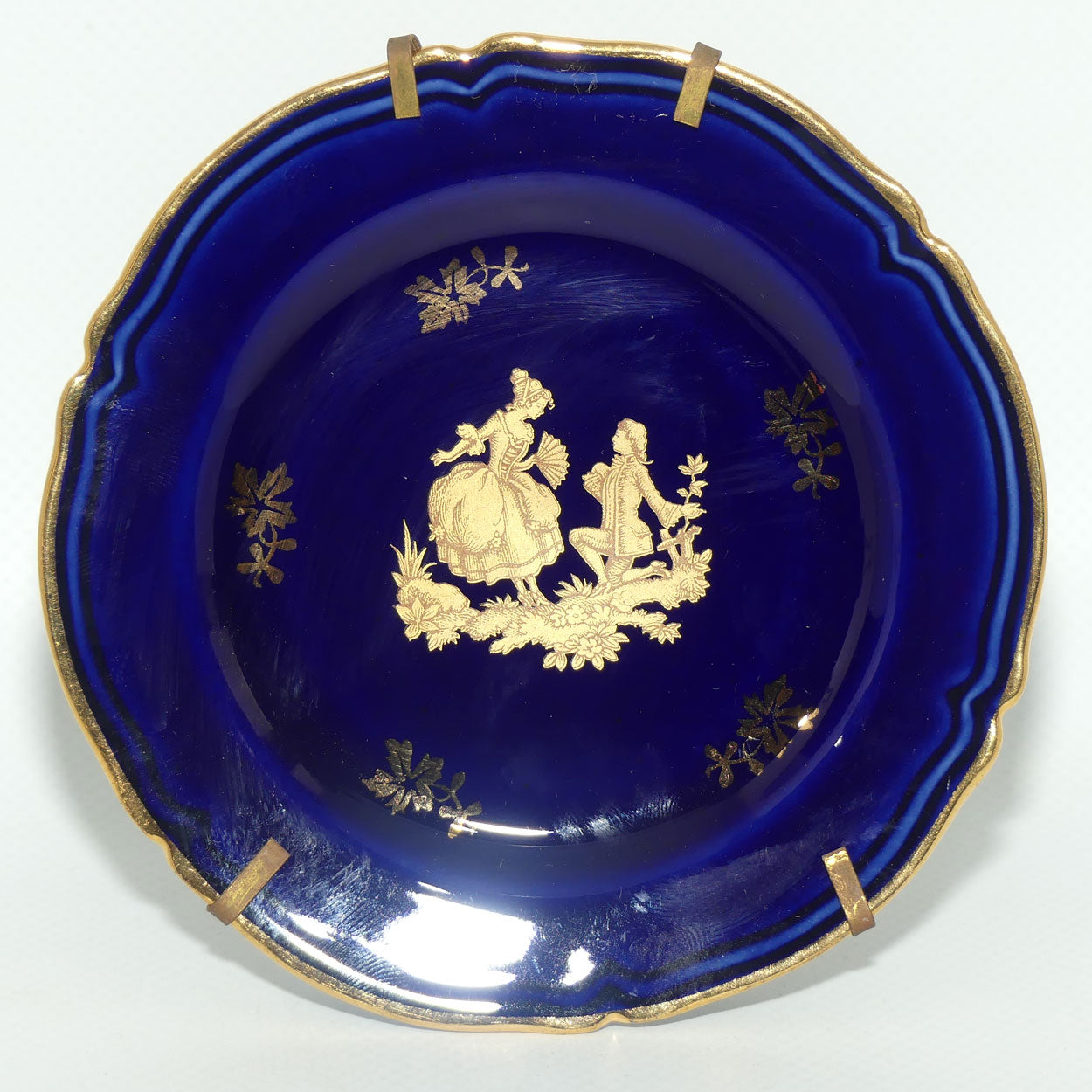 Limoges France Blue and Gilt Traditional Courting Scene plate | 11cm wide