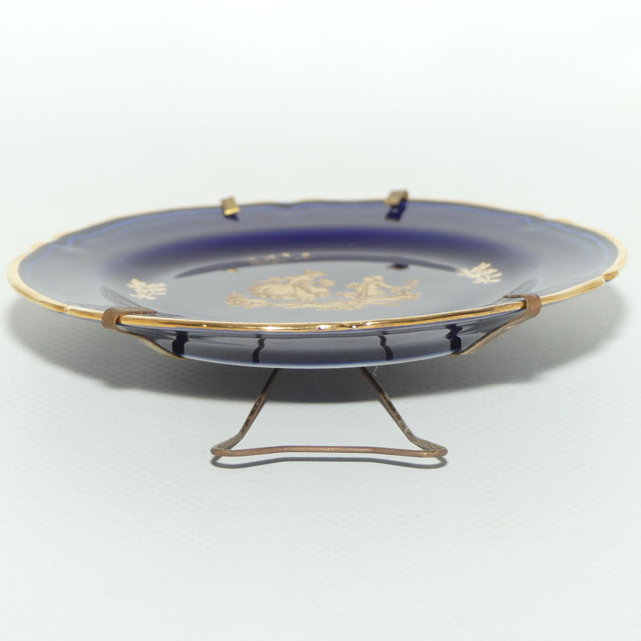 Limoges France Blue and Gilt Traditional Courting Scene plate | 11cm wide
