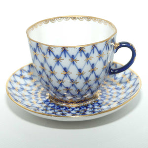 Lomonosov USSR Blue and Gilt Cobalt Net pattern duo | #1