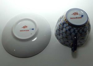 Lomonosov USSR Blue and Gilt Cobalt Net pattern duo | #1