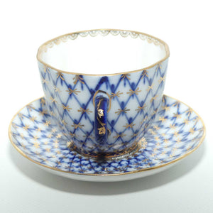 Lomonosov USSR Blue and Gilt Cobalt Net pattern duo | #2