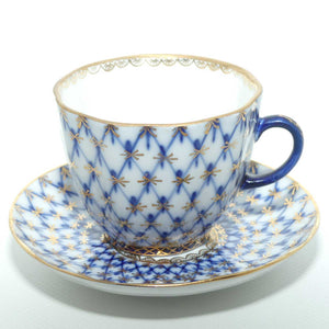 Lomonosov USSR Blue and Gilt Cobalt Net pattern duo | #2