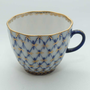 Lomonosov USSR Blue and Gilt Cobalt Net pattern duo | #2