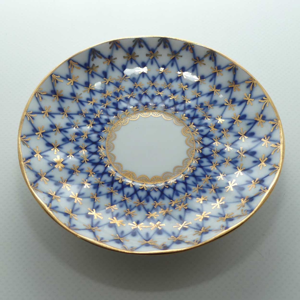 Lomonosov USSR Blue and Gilt Cobalt Net pattern duo | #2
