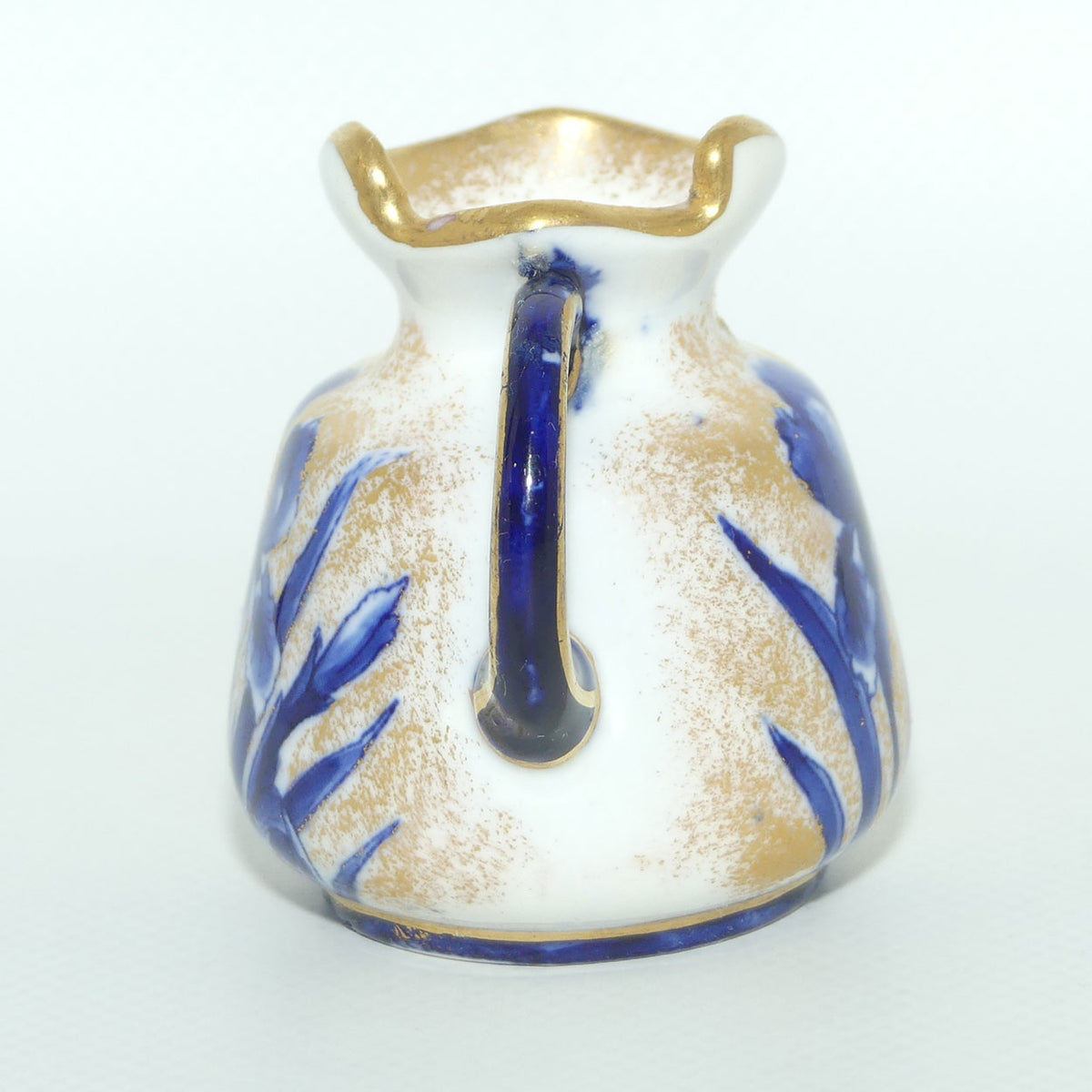 Royal Doulton Blue and White miniature jug | Fancy rim | Orchid