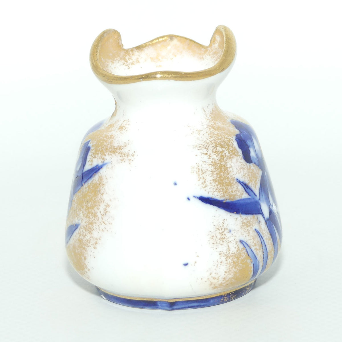 Royal Doulton Blue and White miniature jug | Fancy rim | Orchid