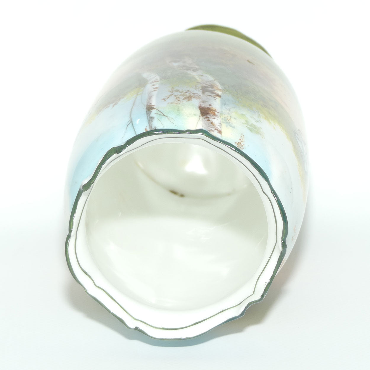 Royal Doulton Coaching Days bulbous vase with fancy rim E2768 | rare Blue Sky variation