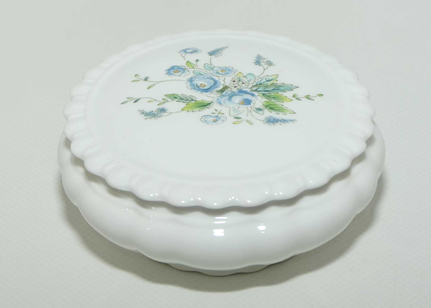 Coalport Bone China trinket box | 10cm | Delicate Blue Floral pattern