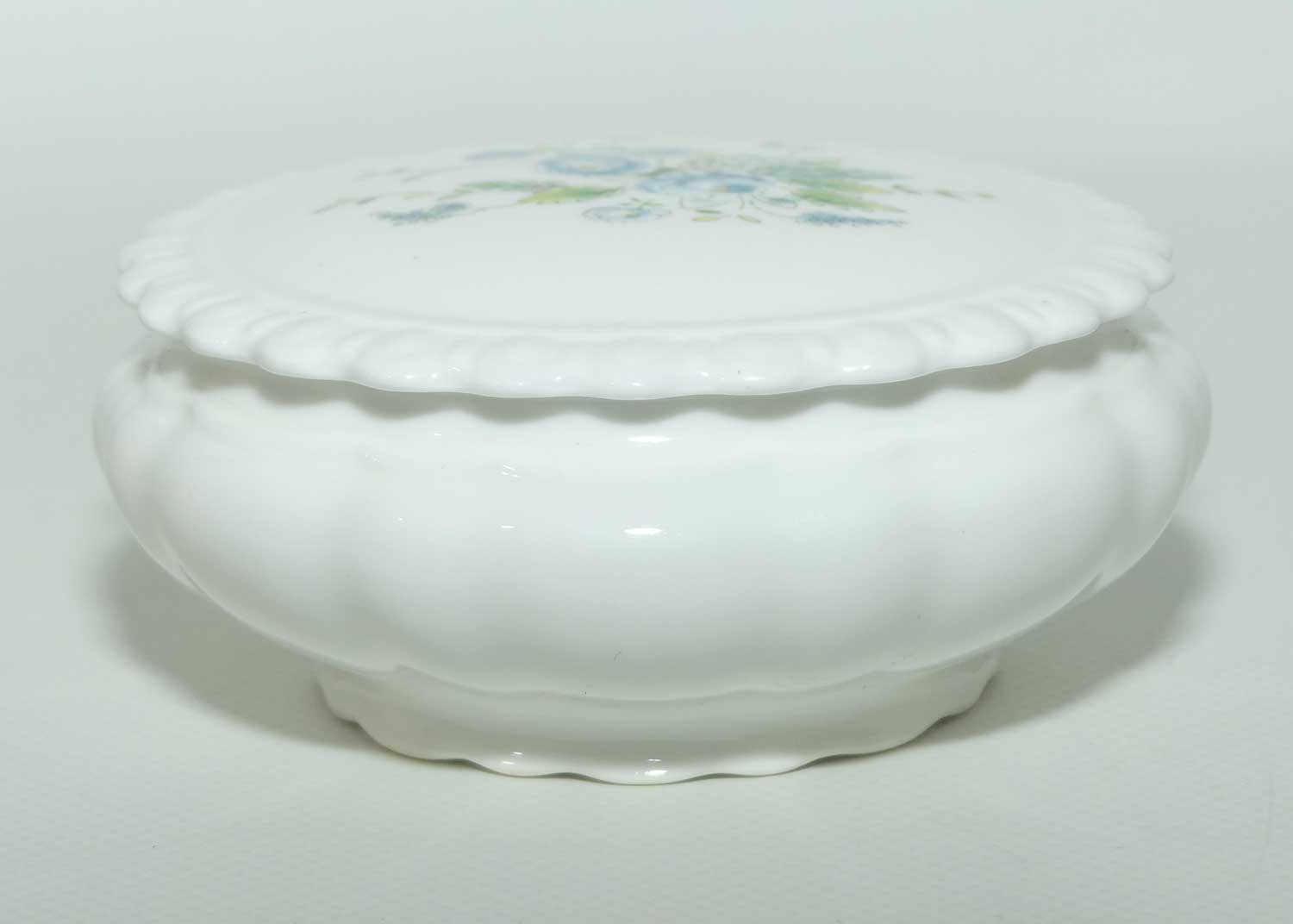 Coalport Bone China trinket box | 10cm | Delicate Blue Floral pattern